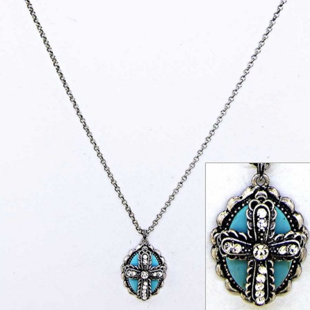 Turquoise/Cross necklace set